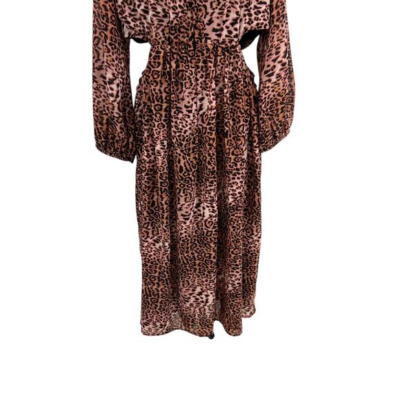 Anthropologie Ranna Gill Dress Midi Leopard Print Cut Out Long Sleeve Size XL - Picture 11 of 14